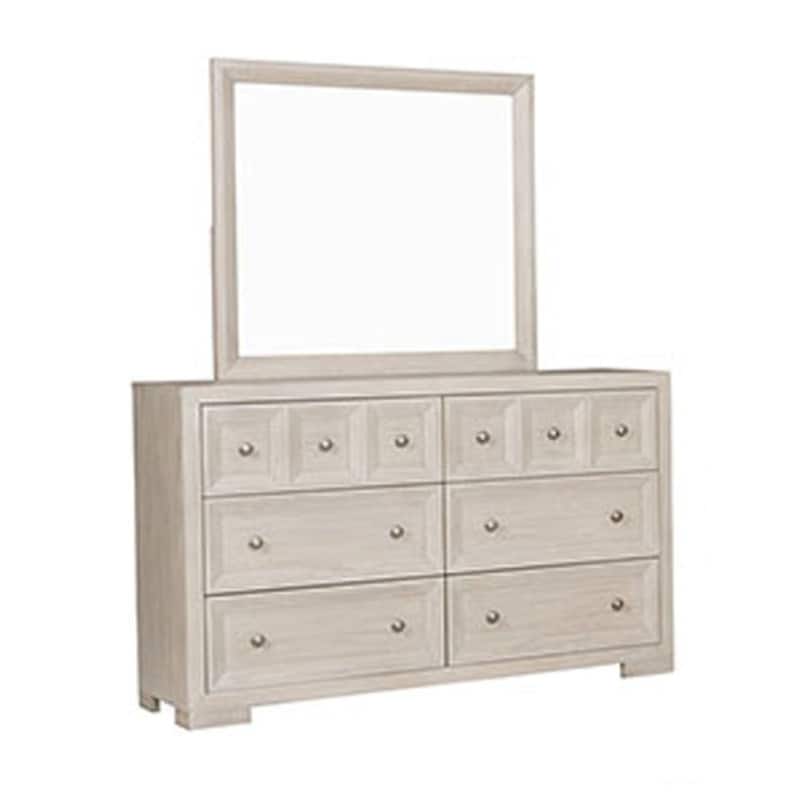 Kizie 5pc Queen Bedroom Set, 2 XL Nightstands, Dresser Mirror, Beige