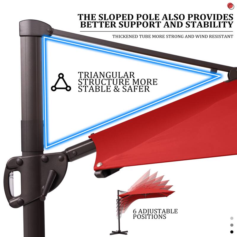 9 FT x 11 FT Outdoor Patio Cantilever-Offset Umbrella with Offset Base