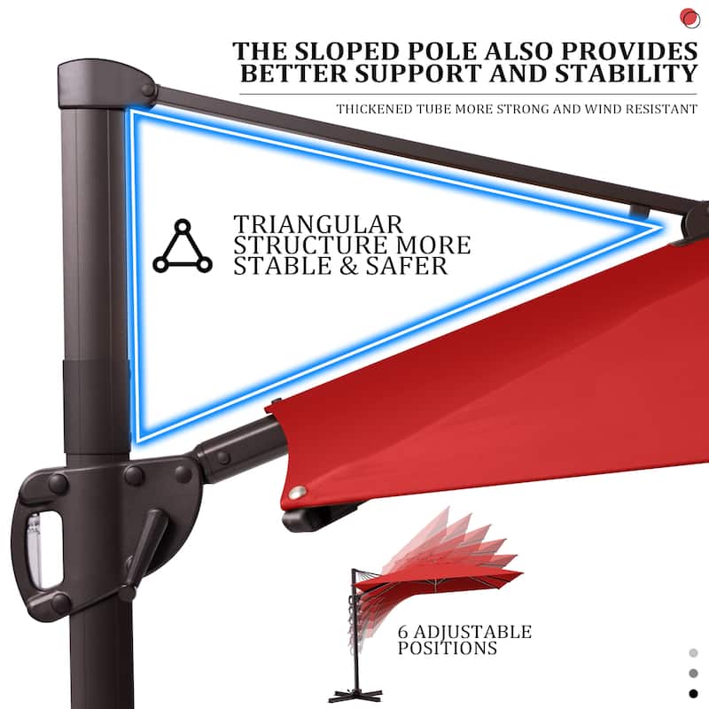 Outdoor Patio Umbrella 9 FT x 11 FT Cantilever-Offset Umbrella with No Base
