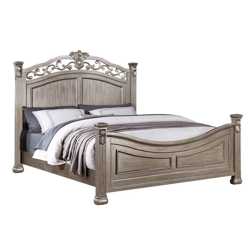 Wood Bed in Antique Silver - California King