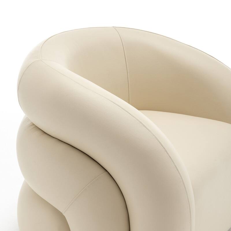 SEYNAR Modern Glam PU Leather 360 Degree Swivel Accent Armchair with Metal Base