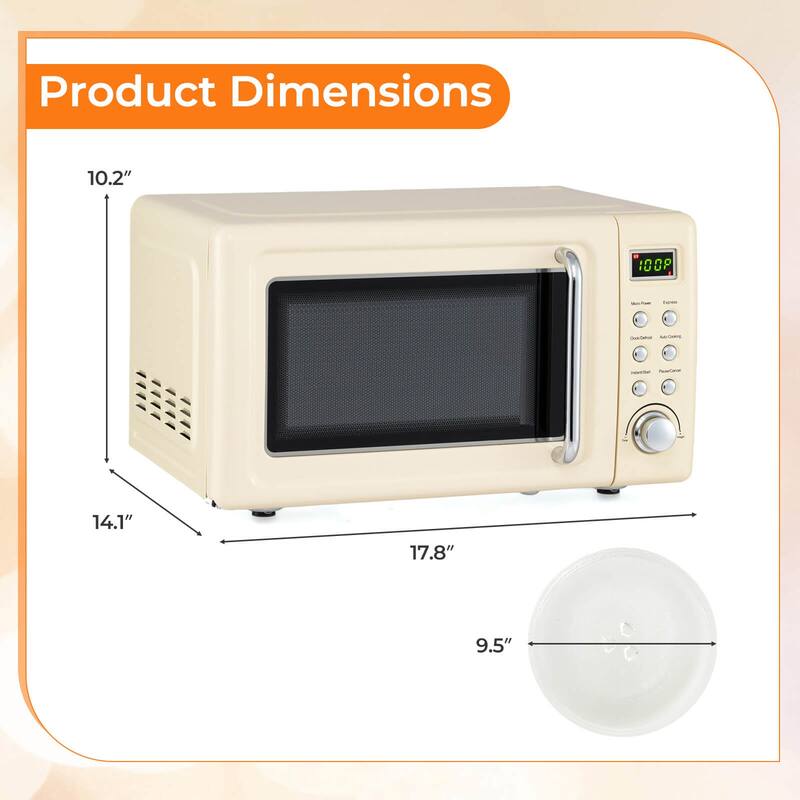 Costway 0.7Cu.ft Retro Countertop Microwave Oven 700W LED Display - See details