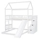 preview thumbnail 40 of 38, Multifunctional Twin Over Twin Bunk Bed with Two Drawers and Slide,House Bed with Roof