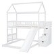 preview thumbnail 20 of 18, White Twin Over Twin Pine House Bunk Bed with Drawers and Slide