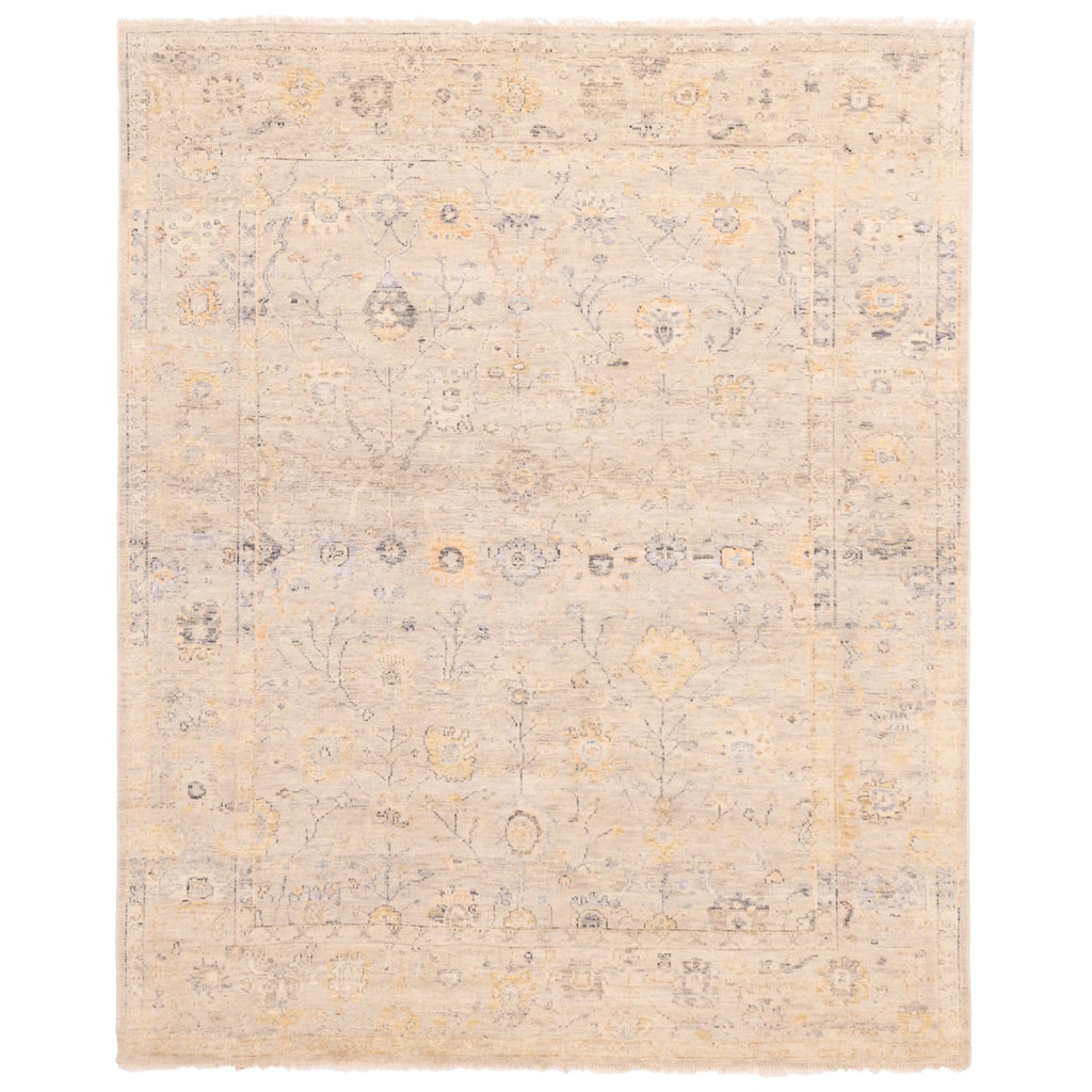 ECARPETGALLERY Hand-knotted Modern Oushak Light Grey Wool Rug - 7'10 x 9'7
