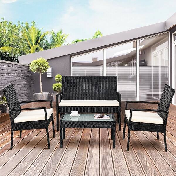 Shop Costway 4 Pcs Outdoor Patio Furniture Set Table Chair Sofa