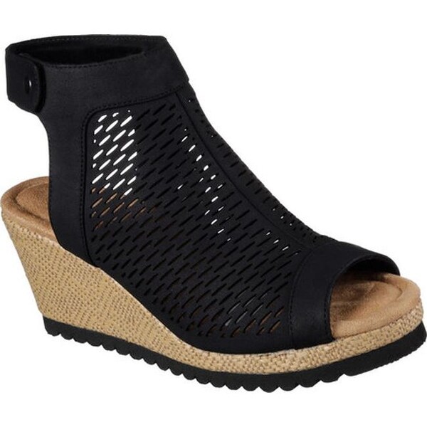 skechers cali women's monarchs blue nights wedge sandal