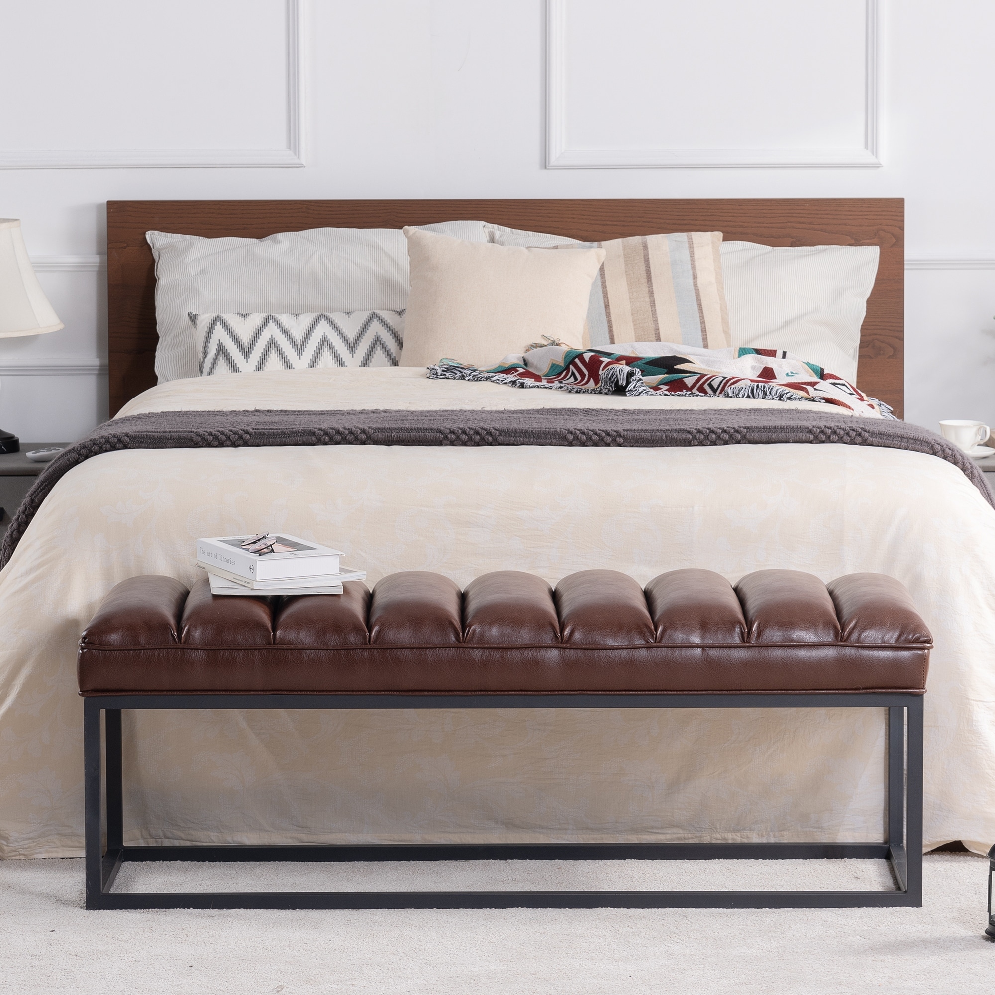 Metal Base Upholstered Bench For Bedroom And Entryway Seating