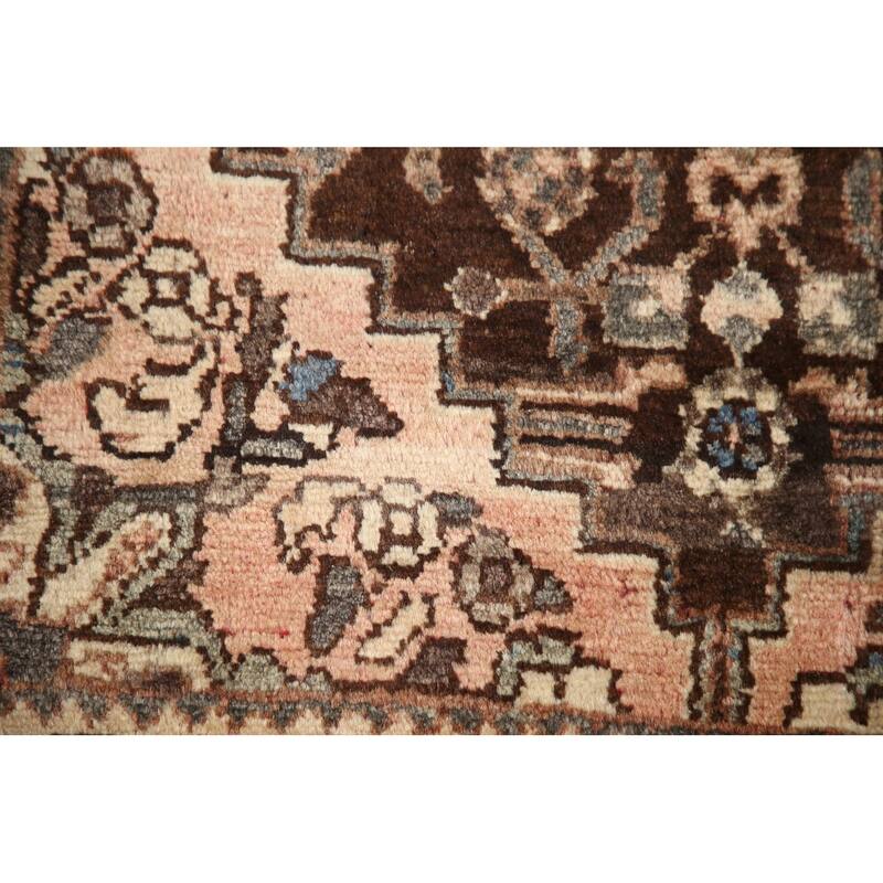 Hand Knotted Oriental 100% Wool Carpet Traditional Geometric Brown Malayer Runner Rug - 10' 2'' X 3' 3''