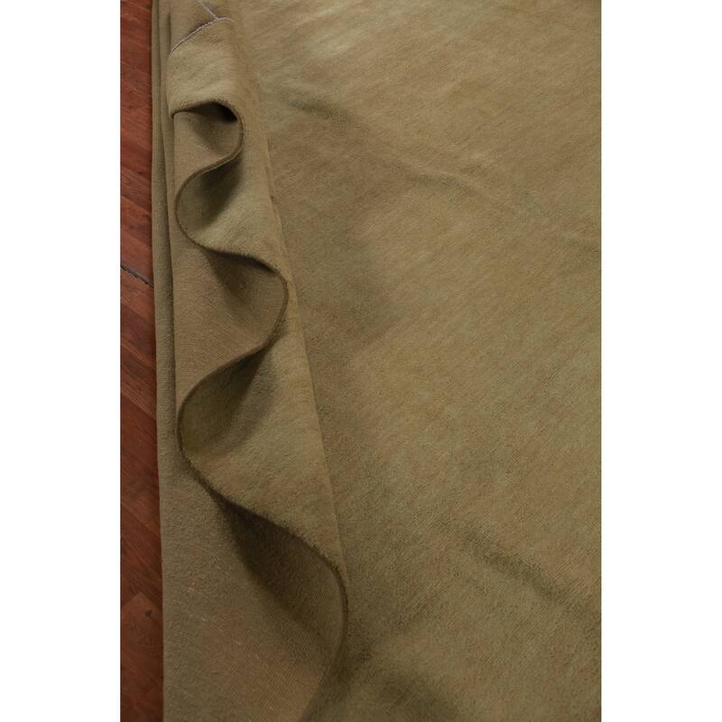 Hand Knotted Oriental 100% Wool Carpet Modern Solid Green Gabbeh Area Rug - 13' 4'' X 10' 2''