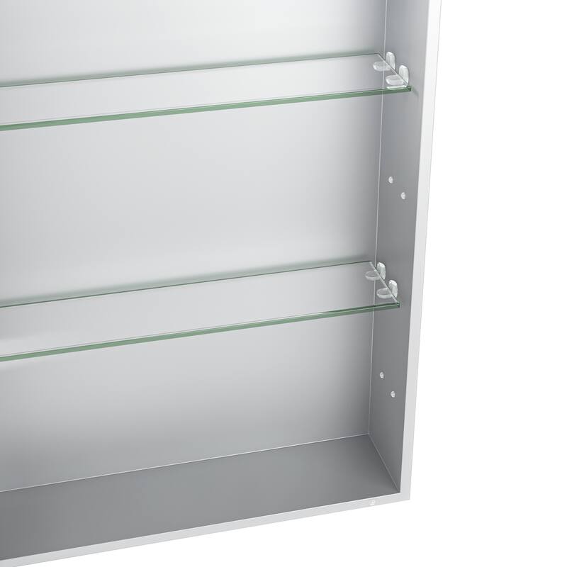 GDFStudio Elowen Aluminum Glass LED Medicine Cabinet with Anti-Fog Storage