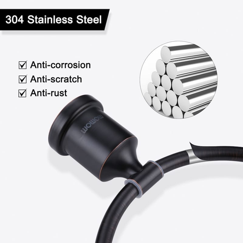 WOWOW Bathroom Towel Ring Bathroom Accessories Black Hand Towel Ring Hand Towel Holder for Bathroom, Stainless Steel