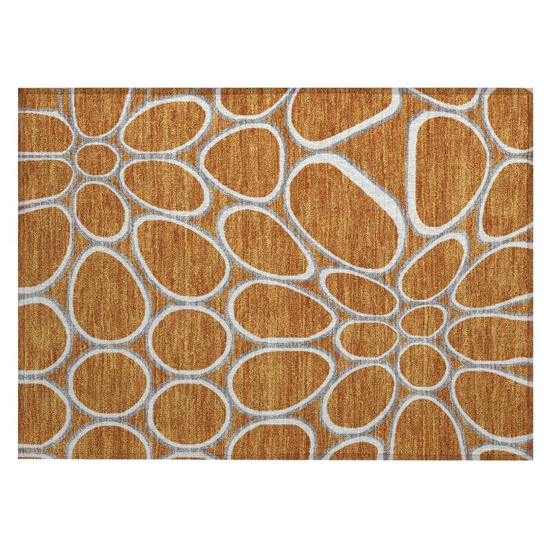 Machine Washable Indoor/ Outdoor Modern Bubbles Chantille Rug