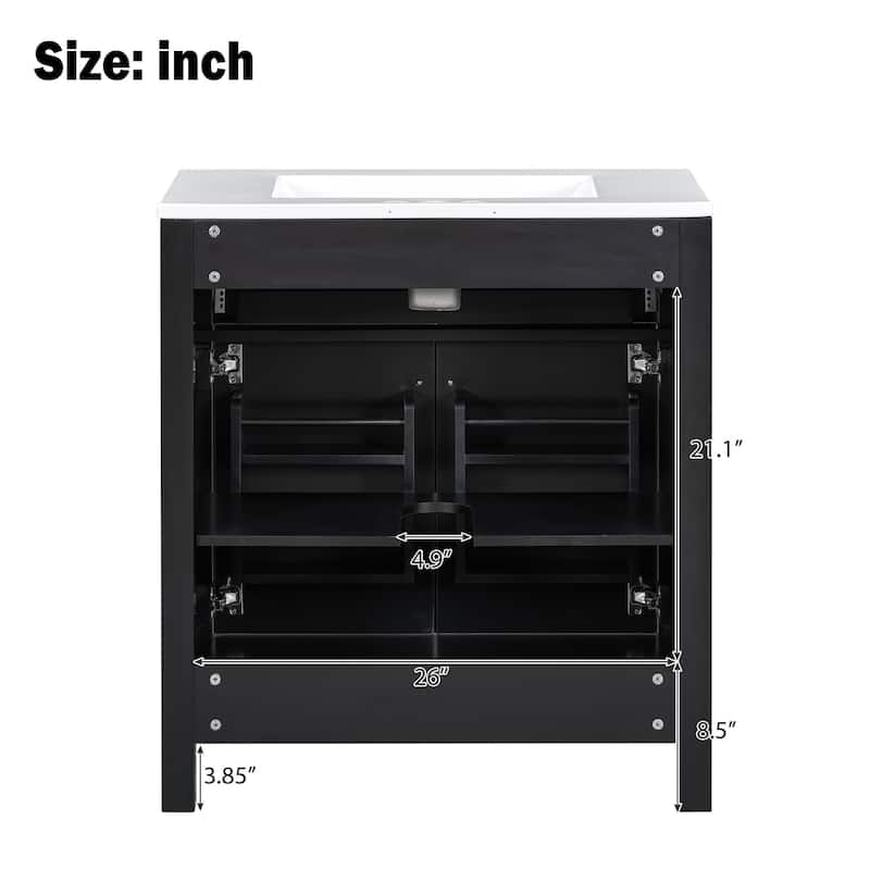 60"Bathroom Vanity Set with Double Vanities (Separate),Double Ceramic Sinks,Adjustable Shelf,Soft Close Doors and Flip Drawer