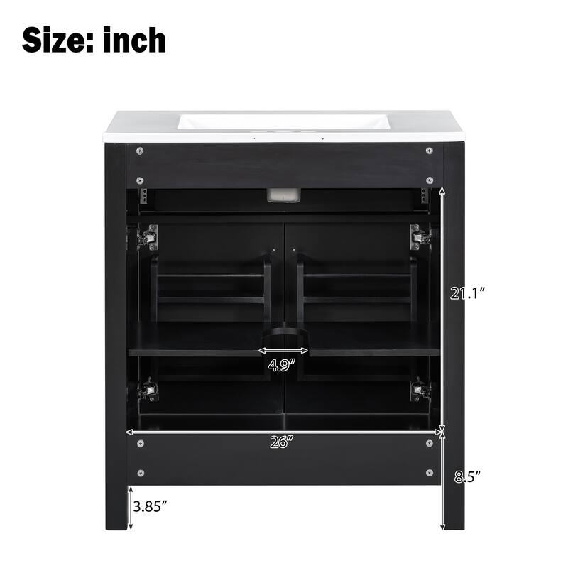 Set of 2 Vanity for Bathroom with Double Ceramic Sinks, 60" Modern Storage Cabinet with Flip-down Drawers and Door Organizers