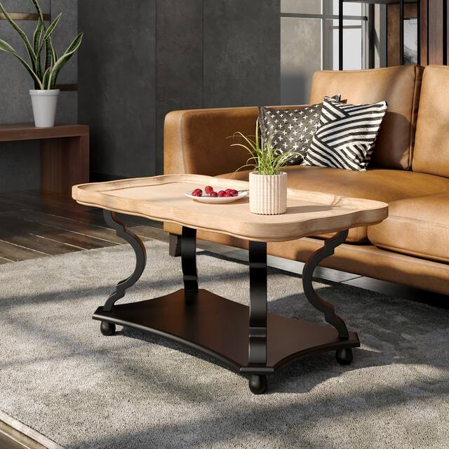 COZAYH Rustic Farmhouse Cottagecore Coffee Table On Sale Overstock