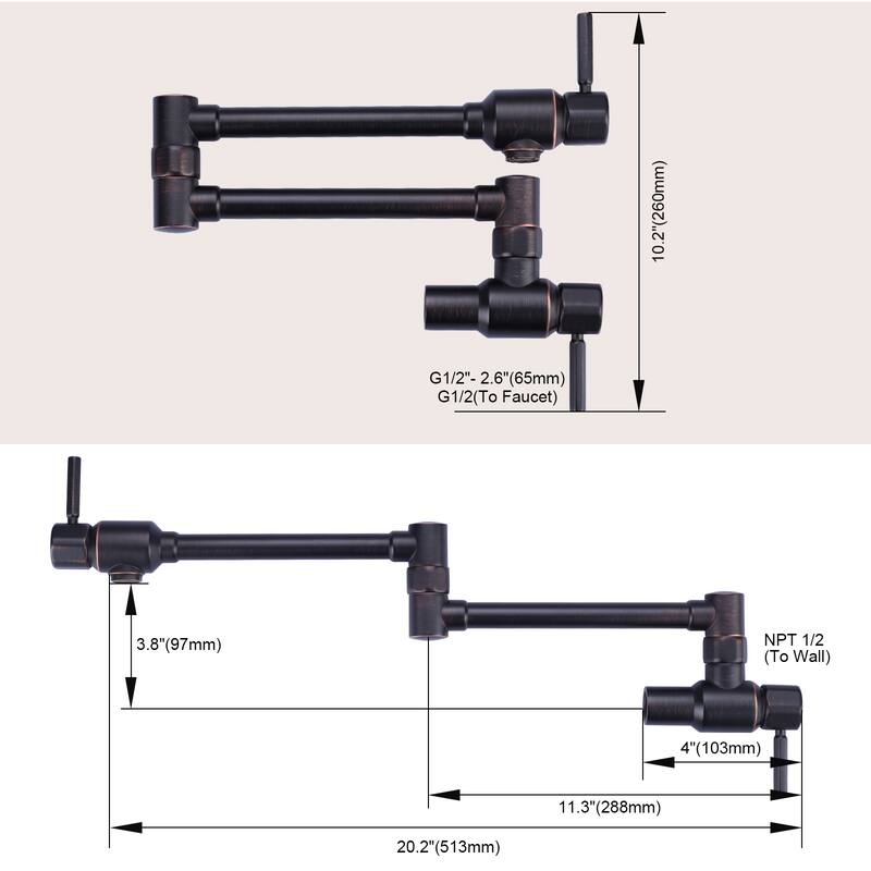 WOWOW Wall Mounted Pot Filler Faucet with Double Joint Swing Arms