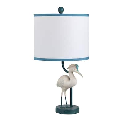 22"H Navy Blue And White Coastal Bird Table Lamp - 11" x 11" x 22"