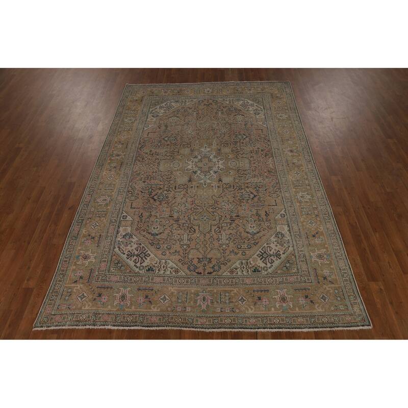 Geometric Tabriz Persian Area Rug Handmade Wool Carpet - 6'5" x 9'7"