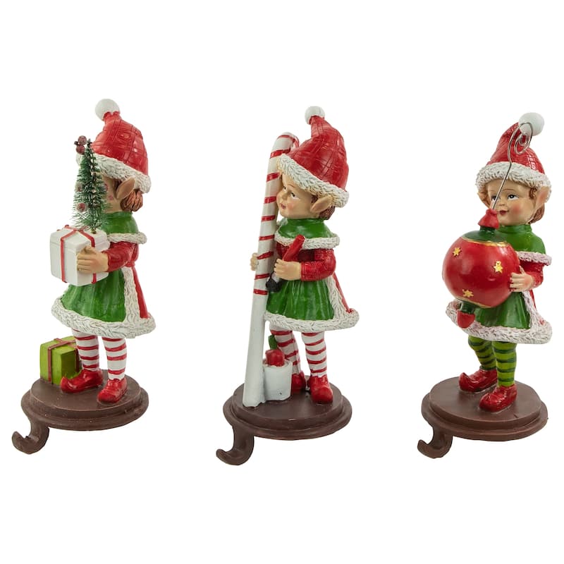 Set of 3 Christmas Elves Stocking Holders 8.5"