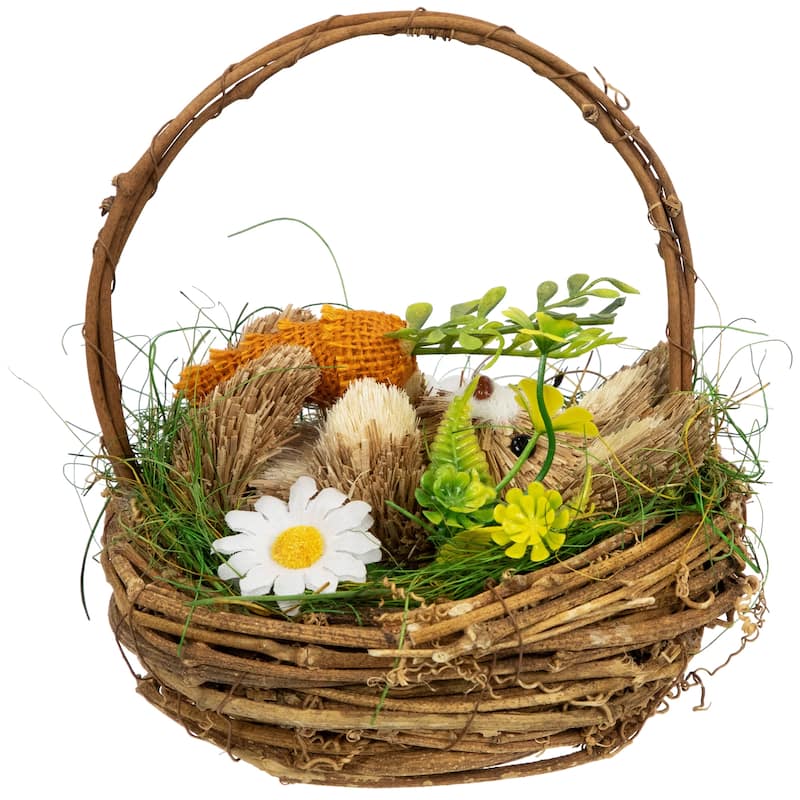 Sisal Easter Bunny in Woven Basket Decoration - 6.5"