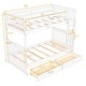 preview thumbnail 4 of 12, Twin-Over-Twin Bunk Bed with 2 Storage Drawers, Solid Wood Bunk Bed w/Guardrail & Built-in Ladder, for Kids Teens Adult, Walnut