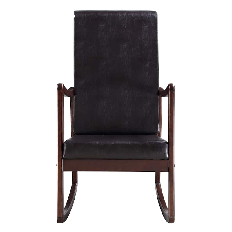 Dark Brown and Espresso Rocking Chair with Armrest Constructed of solid hardwood,Beautifully designed with wide seat