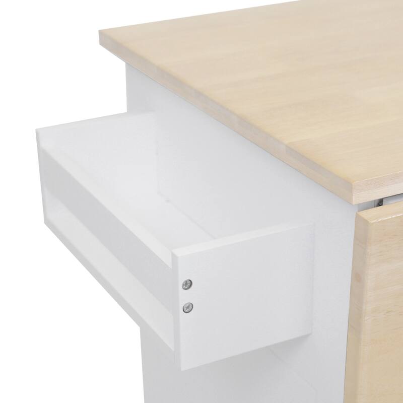 Kitchen Island with 3 Tier Pull Out Cabinet, Drop Leaf Breakfast Bar on Locking Wheels with 1 Drawer & Internal Storage Racks