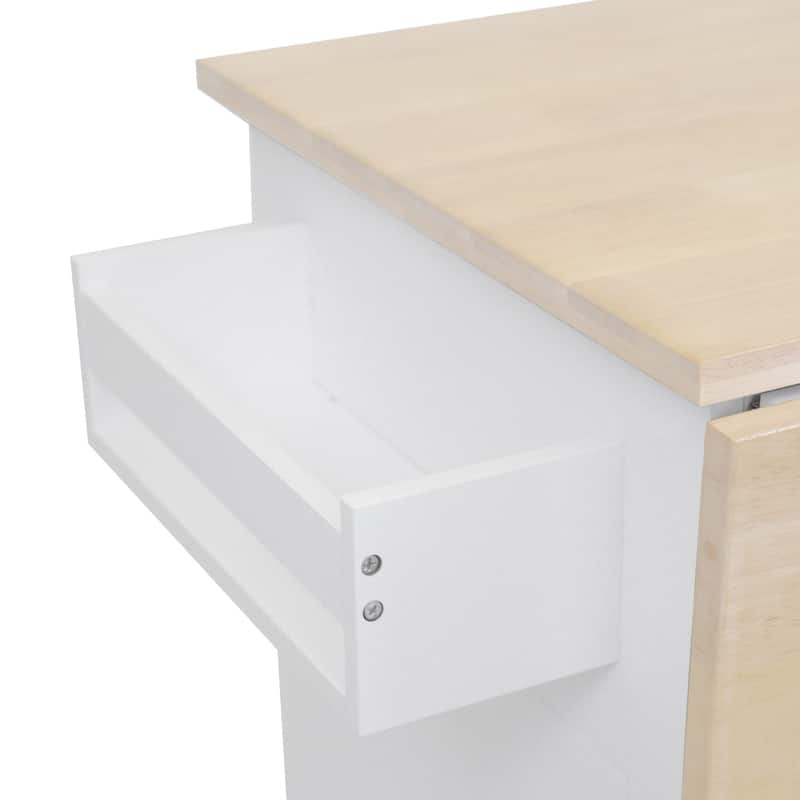 Kitchen Island with Drop Leaf,with Spice Rack, Towel Rack