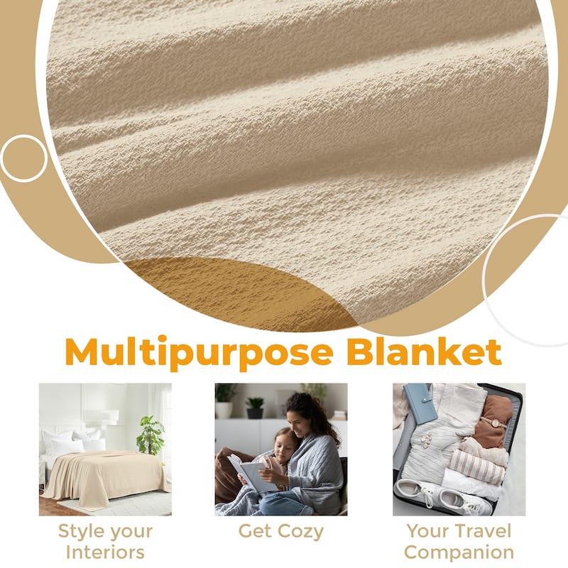 Superior Waffle Weave Honeycomb Knit Soft Cotton Blanket