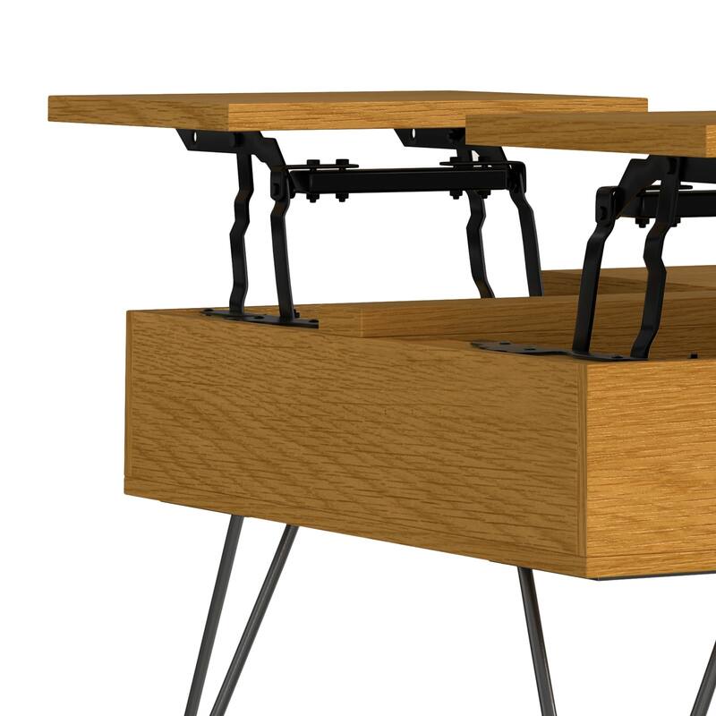 WYNDENHALL Moreno 32 inch Wide Square Industrial Lift Top Coffee Table - 32.1 x 32.1 x 18.1