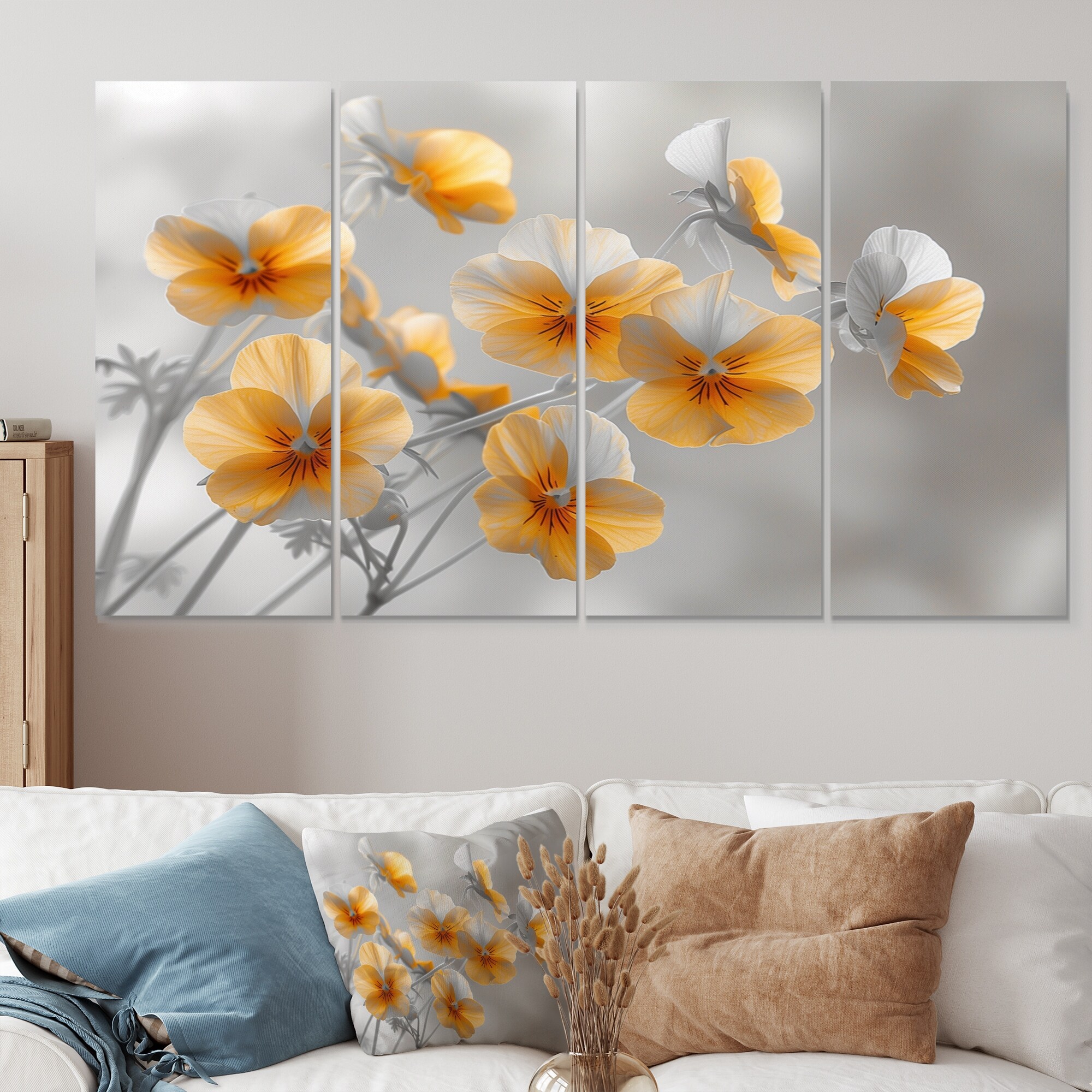 Designart - Yellow Monochrome Fragrant Fusion Pansies - Pansies