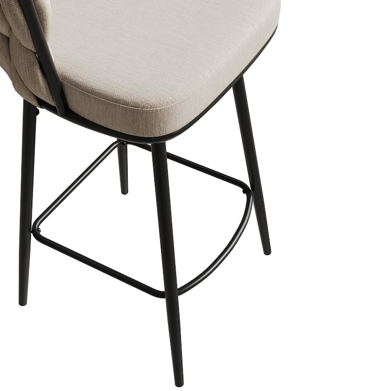 Modern Swivel Bar Stools Set of 2, Dining Chairs with Footrest and Cushioned Backrest Counter Stools