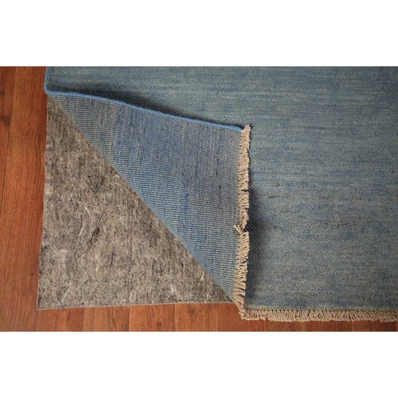 Blue Modern Gabbeh Oriental Area Rug Hand-Knotted Wool Carpet - 6'6" x 9'6"