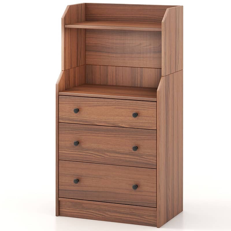 Gymax 3-Drawer Dresser 44'' Tall Wood Storage Organizer Chest w/ 2