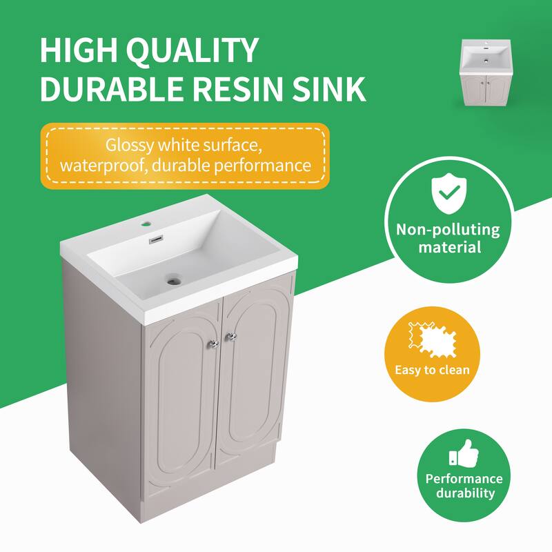 BNK 24/30/36 inch Freestanding Single Sink Bathroom Vanity with Soft Close Door and Adjustable Shelf