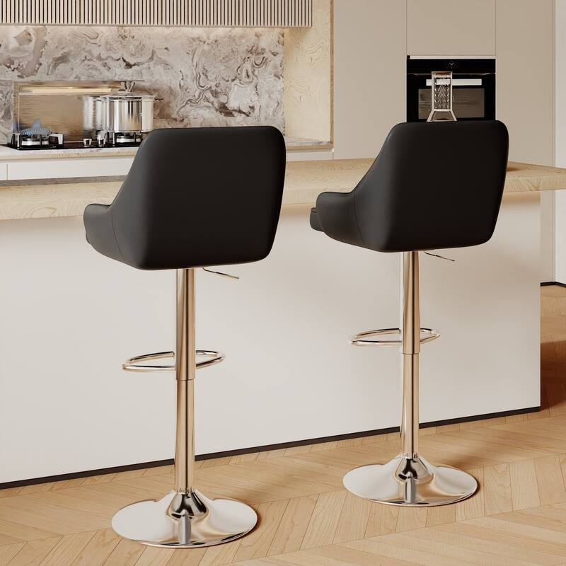 VECELO Adjustable Swivel Modern Bar Stools with Backs