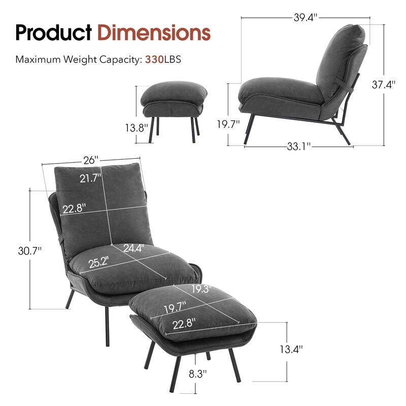 MCombo Accent Chair with Ottoman, Leathaire Fabric LW951
