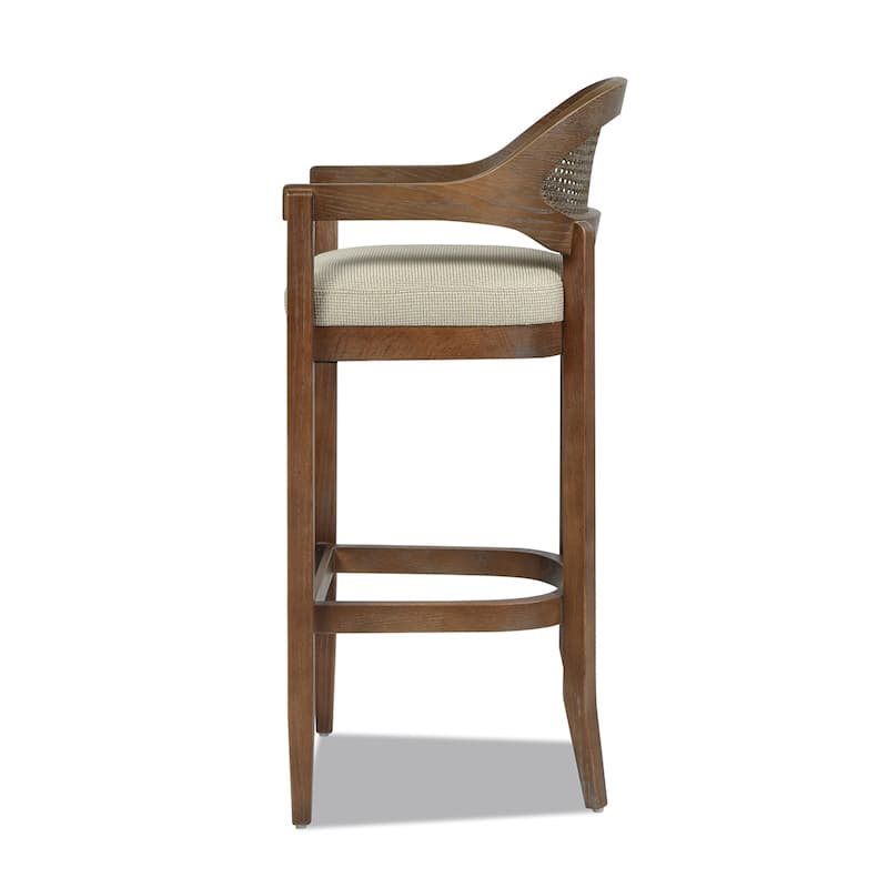 Americana Mid-Century Modern Rattan Cane Back Counter and Bar Stool