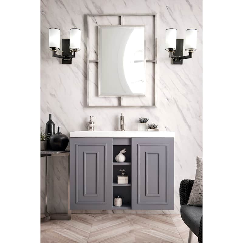 James Martin Vanities Alicante 39.5" Single Vanity Cabinet, w/ White Glossy Composite Stone Top