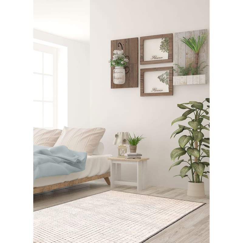 ECARPETGALLERY Hand Loomed Ananda Ivory Silk Rug - 5'6 x 8'5