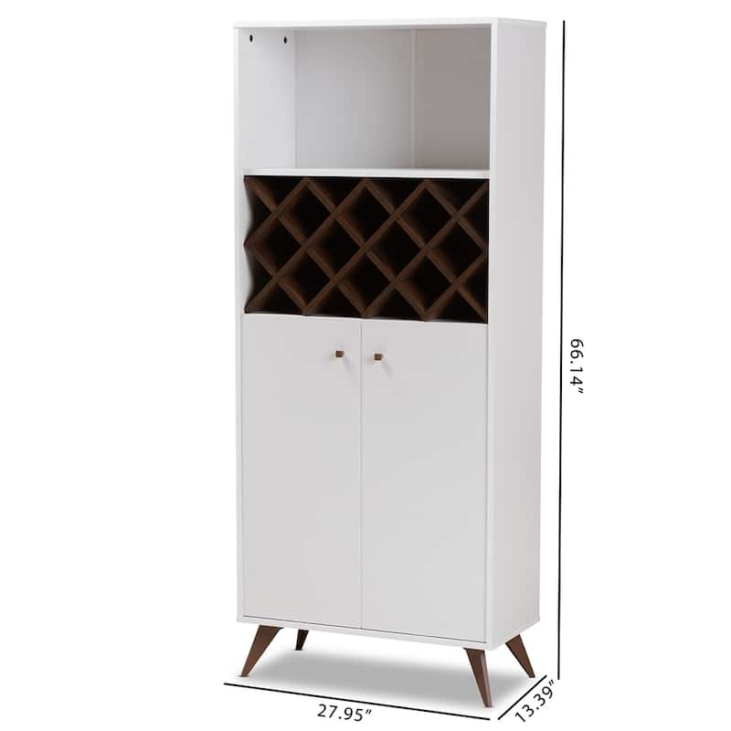 Modern Wine Cabinet with Glass Rack Drawer and Open Shelves - 66.14" High x 27.95" Wide x 13.39" Deep