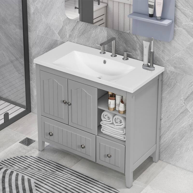 36" Bathroom Vanity with Solid Wood Frame