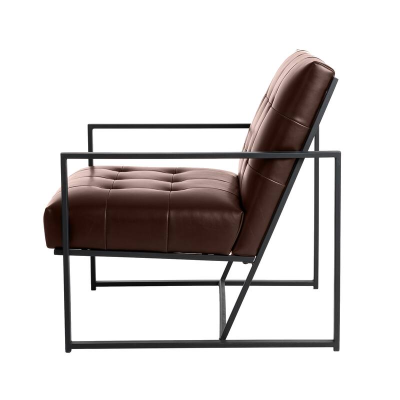Glitzhome 29.50"W Mid-Century PU Leather Tufted Accent Chair - 29.5"W x 30.5"H x 29.25"D