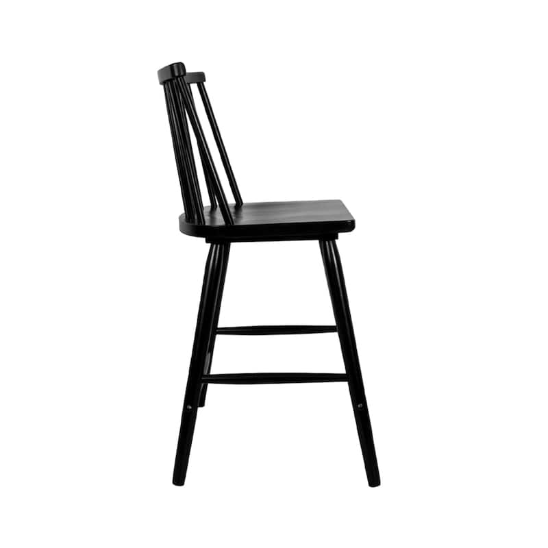 Anders Black Solid Rubberwood Spindle Counter Stool, Set of 2 by East at Main