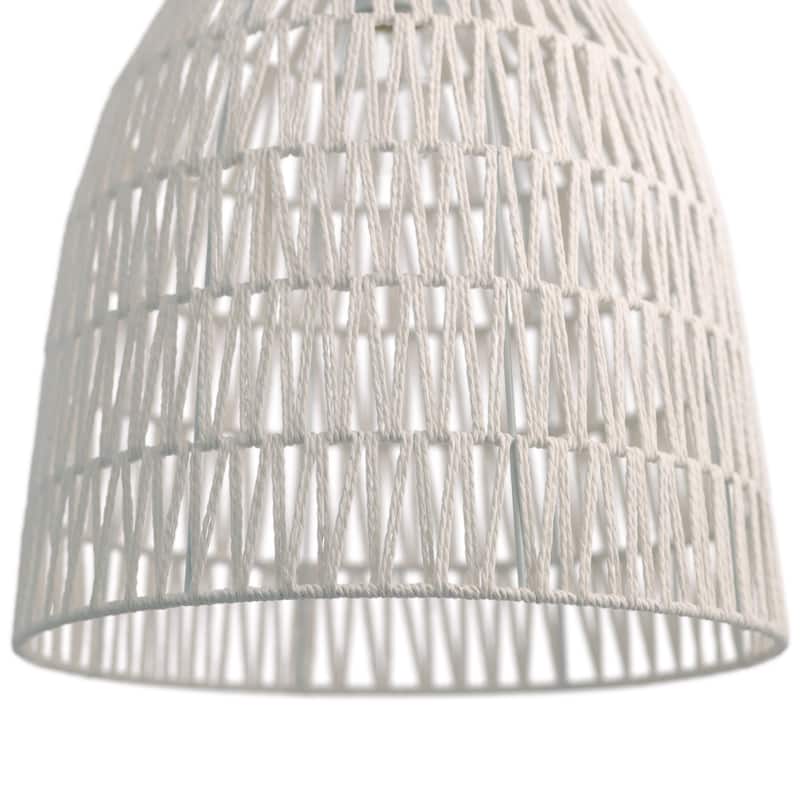 Penelope River of Goods White Woven Hemp Rope Dome Shade Pendant Light - 15" x 15" x 18/66"