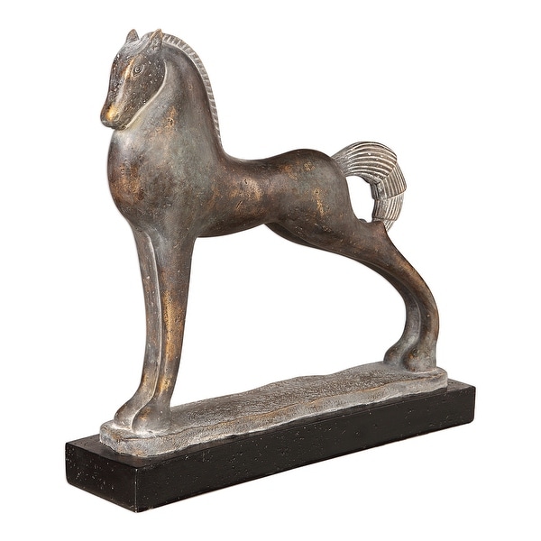 14” Copper Bronze Epeius Horse Statue - N/A