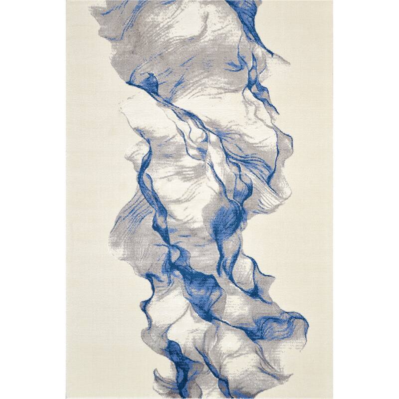 Nourison Twilight Abstract Area Rug - 5'6" x 8' - Ivory/Blue