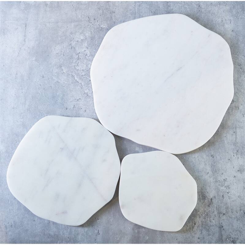 Sm. White Marble Organic Shaped Plate 6"Dia