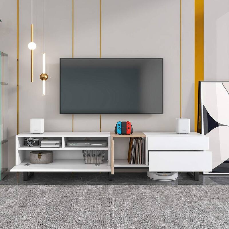 70.90'' Modern TV Stand with Drop Down Door